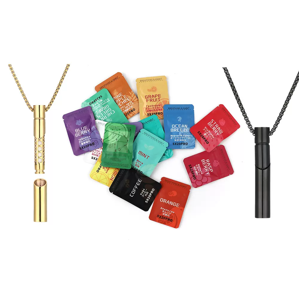 香薰项链呼吸减压鼻烟壶几何吊坠刻字不锈钢螺纹可打开换香水棉芯