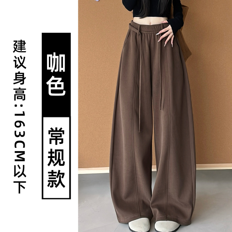 琥珀流光风抽绳弯刀裤女秋季2025新款高腰窄版阔腿裤宽松休闲卫裤|undefined