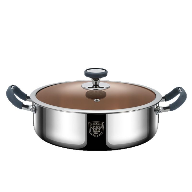 Alemania 316 olla de sopa de acero inoxidable olla especial para cocina de inducción doméstica olla antiadherente binaural olla de sopa olla caliente gruesa