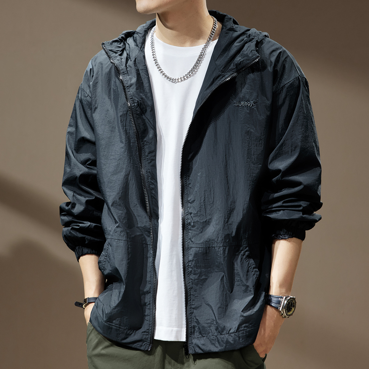 Summer New Mountain Style Sun Protection Clothing for Men, Outdoor Loose Hooded Work Jacket, Anti-Uv Jacket for Men