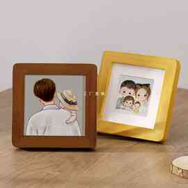 W9R小相框摆件桌面实木正方形洗照片做成情侣儿童结婚证件照摆台