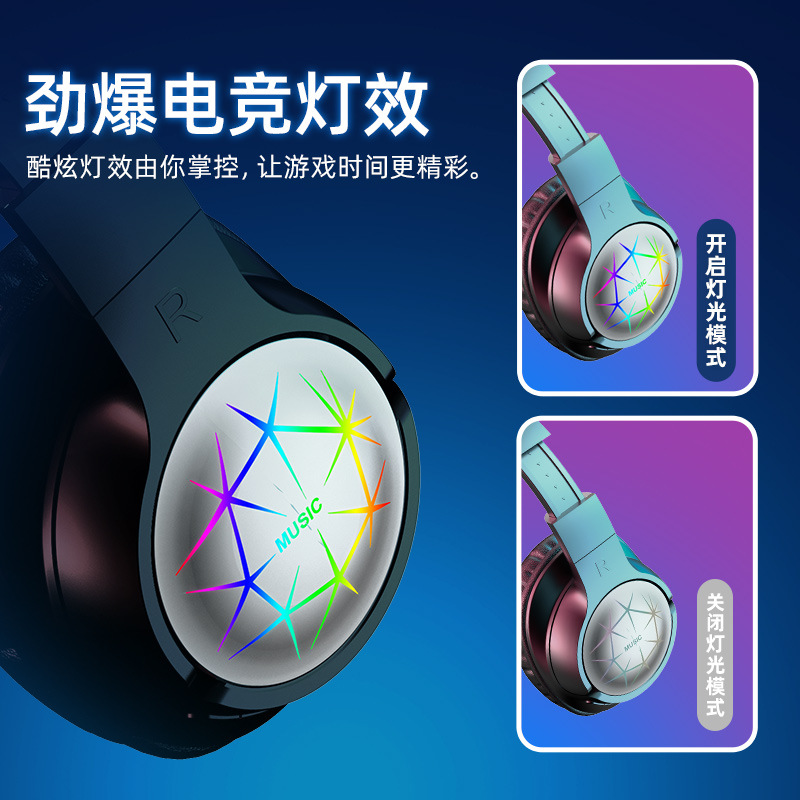 Beliebte LED-Kopfhörer mit Bluetooth von Huaqiangbei, kabellose Spielekonsole Sport E-Sport Gaming-Headset mit langer Akkulaufzeit - 2