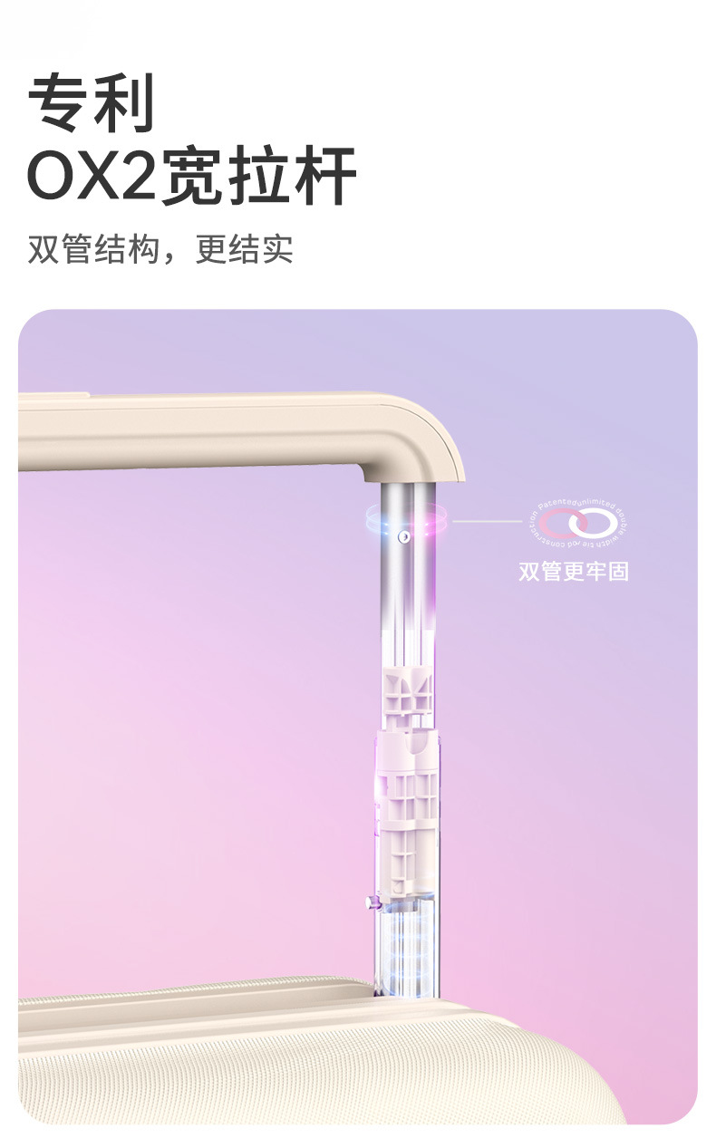 Vali kéo Mango Bird 20 inch chống rơi chống mài mòn, cổng sạc tiện lợi — Thanh kéo rộng có khóa kéo chống nước và cổng sạc hành lý màu hồng chi tiết 6