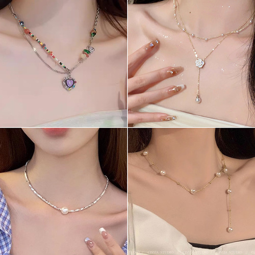 Amber and heart-shaped pearl lockets for women, versatile and stylish, with a unique and sophisticated charm, suitable for a wide range of occasions. Wholesale accessory options.
