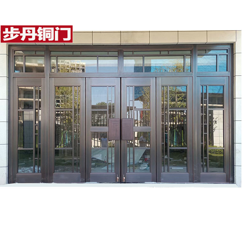Budan All-Copper Glass Door House Shop Door Six-Door Company Entrance Door Stainless Steel Door Zhejiang Manufacturer