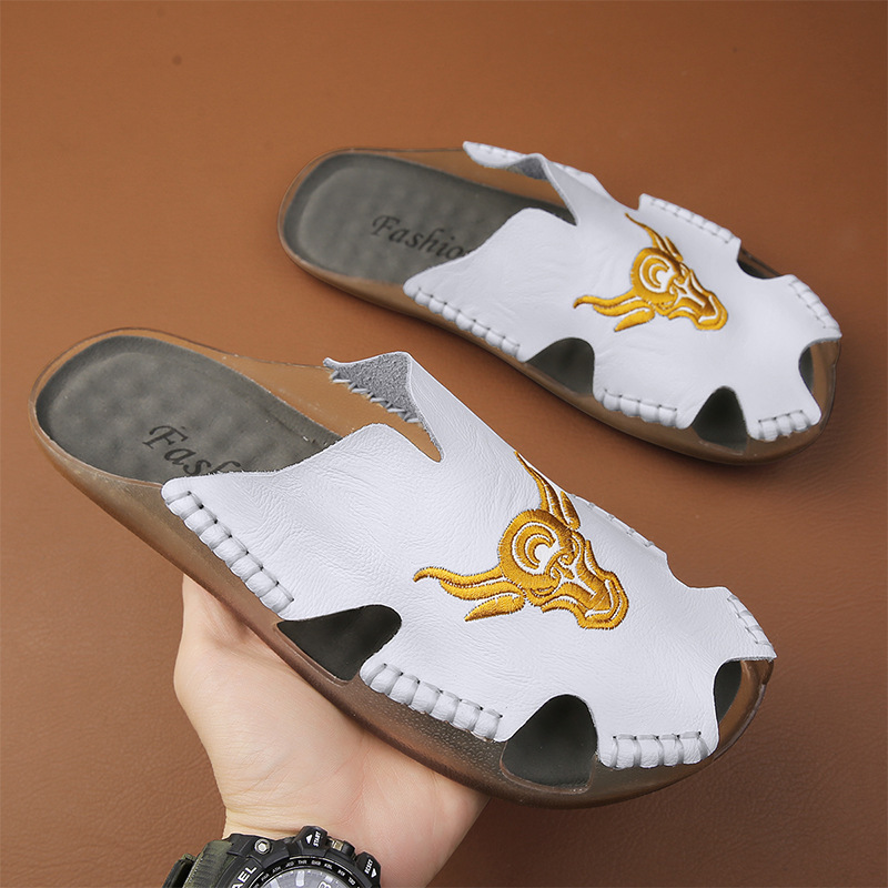 Large Size Slippers for Men, Fashionable Original Summer Closed-Toe Export Trendy Sandals from Italy