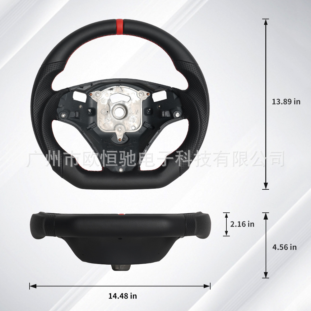 Cross-Border Hot-Selling Product Suitable for 09 Model Bmw E90 Full Leather Red Positioning Line Sports Style Car Steering Wheel Modification