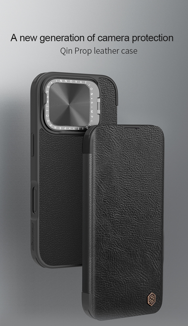 Ốp lưng iPhone 16 Pro Max chống sốc viền dày, có giá đỡ ống kính, bảo vệ toàn diện — Dòng Qin PROP (mẫu vải) màu đen, Dòng Qin PROP (mẫu vải) màu nâu, Apple IPHONE16 chi tiết 2