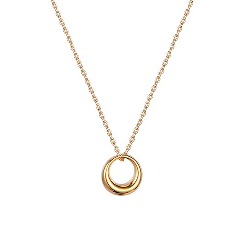 Japanese and Korean-inspired cold Ins geometric circle pendant necklace for women, retro minimalist fashion temperament ring lockchain