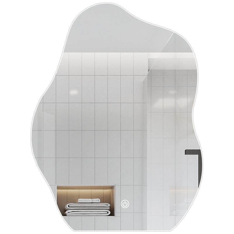 Espejo inteligente de baño con forma especial BOLEN, estilo ins, con luz LED, pantalla táctil, espejo francés de pared.
