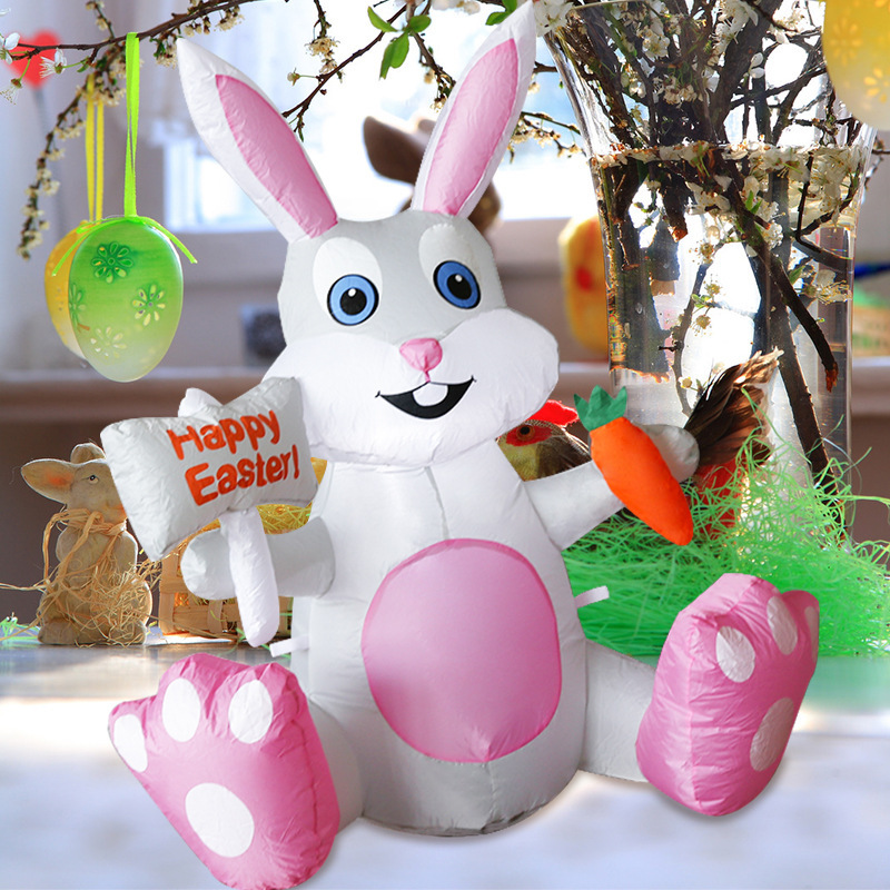 跨境專供復(fù)活節(jié)氣模充氣舉牌兔子發(fā)光氣模裝飾庭院布置道具擺件