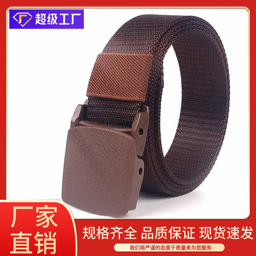 After security check, nylon thin belt for women and men, plastic buckle for outdoor sports, student wholesale, casual pants belt, cross-border