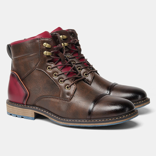 Cross-border large size men's leather boots single boots fashion beauty code work short boots foreign trade high help Martin boots 