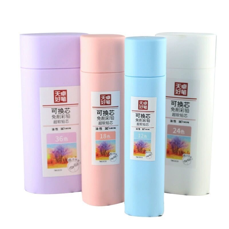 Tianzhuo núcleo intercambiable lápiz automático de color aceitoso plomo de color sin afilado lápiz de dibujo para niños estudiantes de arte lápiz de presión