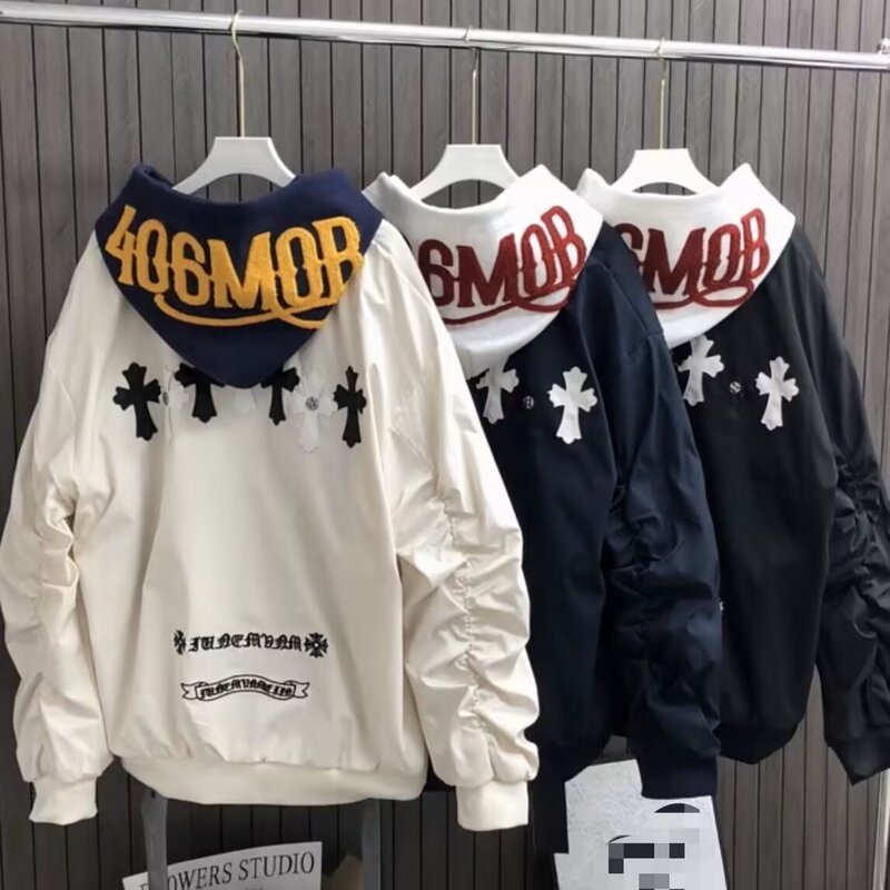 Cross-Border American High Street Creative Printed Letter Cross Unisex Spring and Autumn Amazon Best-Selling Jacket Wholesale Cross-Border American High Street Creative Printed Letter Cross Unisex Spring and Autumn Amazon Best-Selling Jacket Wholesale