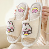 Slippers indoor, non-slip cartoon comfortable footwear for beloved for pregnant, cotton and linen