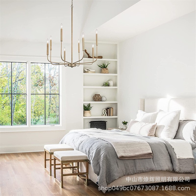 Amazon American Farmhouse Vintage Light Luxury Iron Candle Chandelier Villa Living Room Chandelier Dining Lights