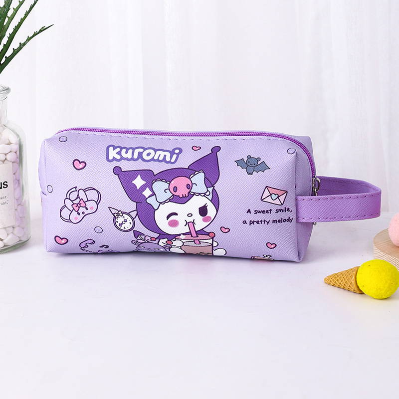 Bolsa de lápices con dibujos animados para niños, bolsa de papelería gruesa de doble capa, gran capacidad, para estudiantes, bolsa de almacenamiento