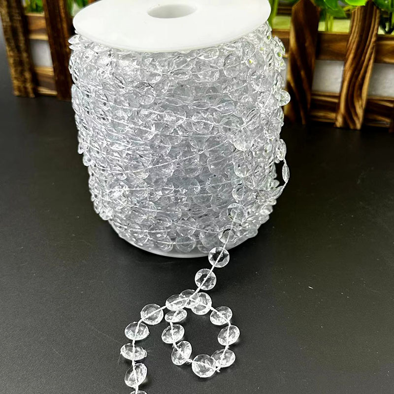 アクリルのコードの玉のウェディングの玉のカーテンの結婚式は水晶の道をまねて舞台の吊り下げの装飾の水晶のクリスマスツリーの玉のチェーンを引きます