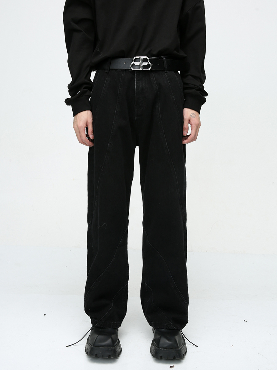 Mtlclothes ropa de Hombre | 2023 otoño nueva moda Americana recta drapeado casual pierna ancha jeans moda