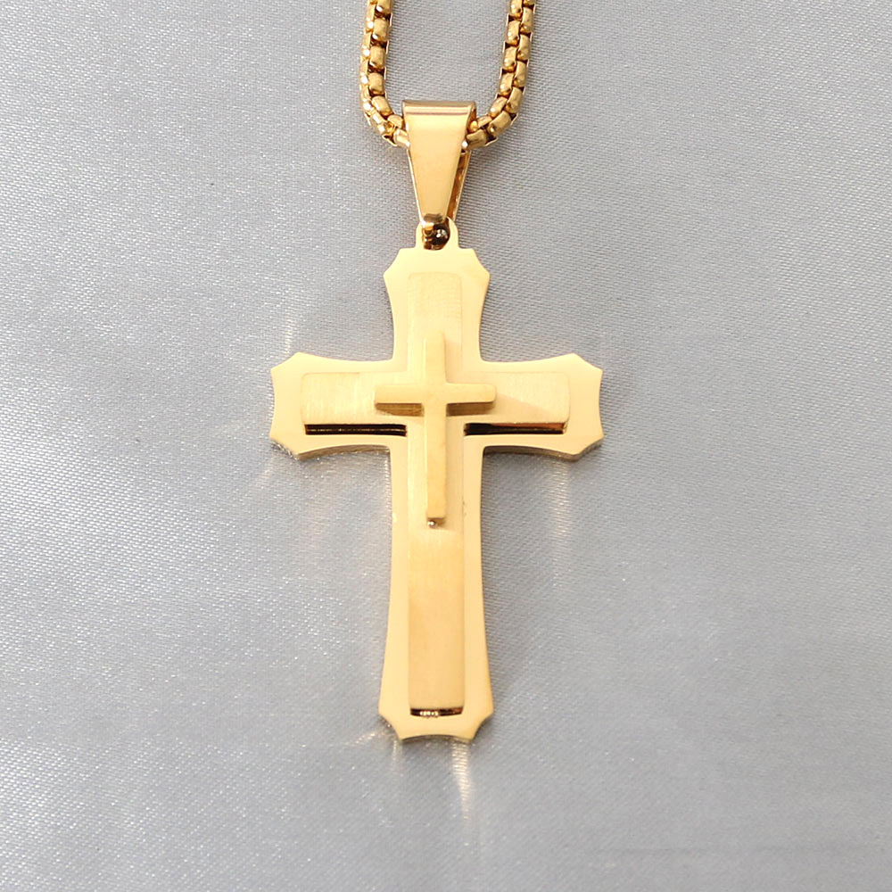 Retro Simple Style Cross Stainless Steel Plating Pendants display picture 3