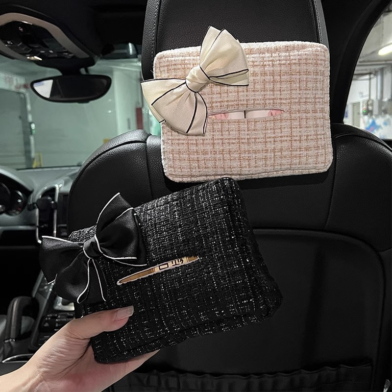 Xiaoxiangfeng caja de almacenamiento de toallas de papel para automóvil colgante lindo arco caja de dibujo para automóvil caja de pañuelos para automóvil multifuncional