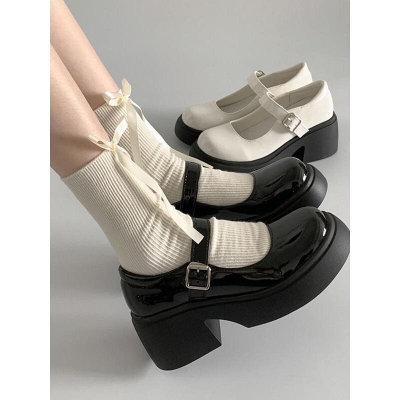 Black Versatile French-Style Thick-Soled High-Heeled Mary Jane Leather Shoes for Women, 2026 New Summer Model, Suitable for Pairing with Dresses, Shallow Mouth Single Shoes Black Versatile French-Style Thick-Soled High-Heeled Mary Jane Leather Shoes for Women, 2026 New Summer Model, Suitable for Pairing with Dresses, Shallow Mouth Single Shoes