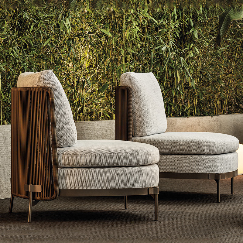 Sofá de caña patio al aire libre ocio silla de caña terraza villa jardín al aire libre impermeable combinación de muebles dobles