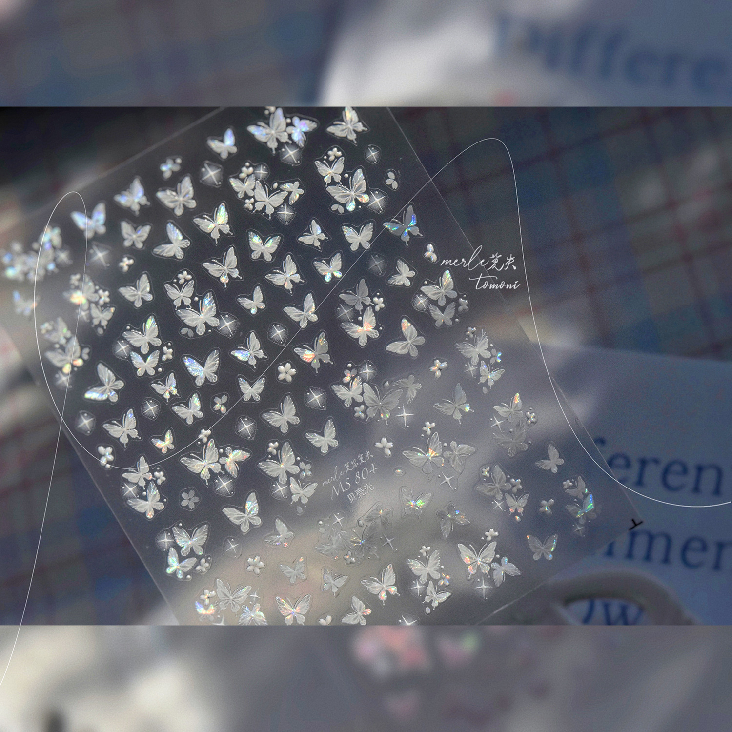 Nail Art New Butterfly Fairy Qi Relief Shell Light Crystal Diamond Nail Sticker Mo Low Aurora Green Uñas Pegatinas