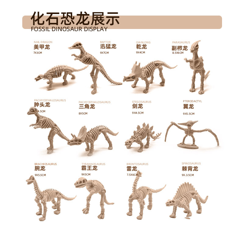 DIY dinosaurio arqueológico esqueleto simulación dinosaurio modelo juguete 12 dinosaurio esqueleto modelo puesto de juguete educativo