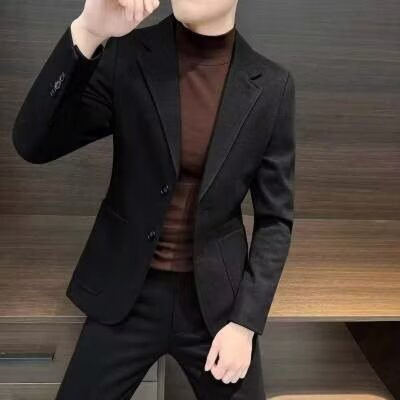 2024年新韓国版トレンドメンズスーツ、ハンサムでスリムな香港風スーツジャケット、メンズ秋冬万能カジュアルスーツ|undefined