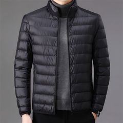 薄手男性ダウン綿服中年冬の軽やかで短いカジュアルな立襟コート保温薄い綿入れ