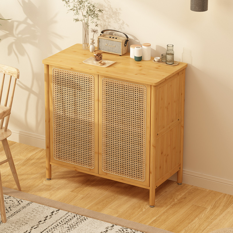 Aparador de ratán para el hogar, gabinete de café para la sala de estar, gabinete de almacenamiento multifuncional para la cocina, gabinete pequeño minimalista moderno con puerta