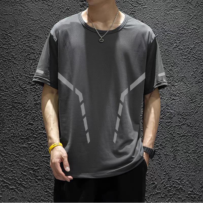 Men's Short-sleeved T-shirt Ice Silk Quick-drying Short-sleeved Men's T-shirt Summer Round Neck Thin Base Shirt Casual All-match Handsome Men's Short-sleeved T-shirt Ice Silk Quick-drying Short-sleeved Men's T-shirt Summer Round Neck Thin Base Shirt Casual All-match Handsome