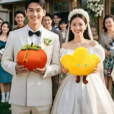 Wedding Props: Persimmon Dolls, Good Things Happen, Photo Props, Bouquet, Pillow, Throw Dolls (Oyuncaq yastıqlar) - persimmon-30cm-fortune-treasure-40cm-0