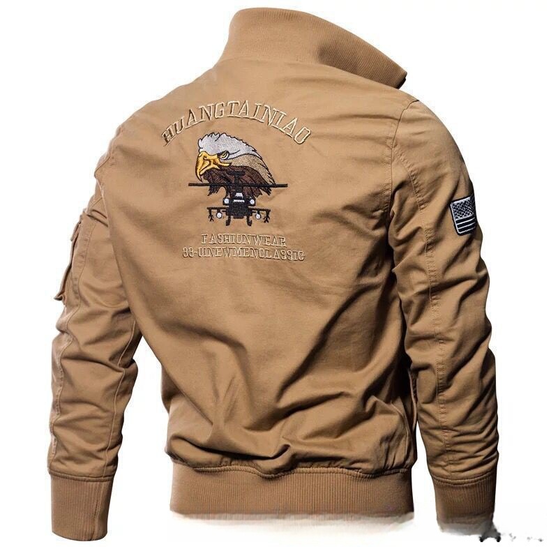 Air Force High-Collar Jacket Men's Coat Joggers Stand-Up Collar Flight Baseball Uniform Outdoor Military Workwear Fleece-Lined Thickened