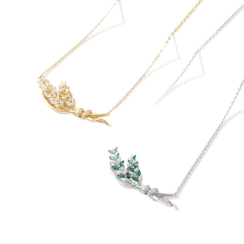 Weizenähren-Halskette aus 925er Sterlingsilber, individuell gefertigt für Damen, elegant und kreativ, minimalistischer Anhänger, schlicht_voghion.com