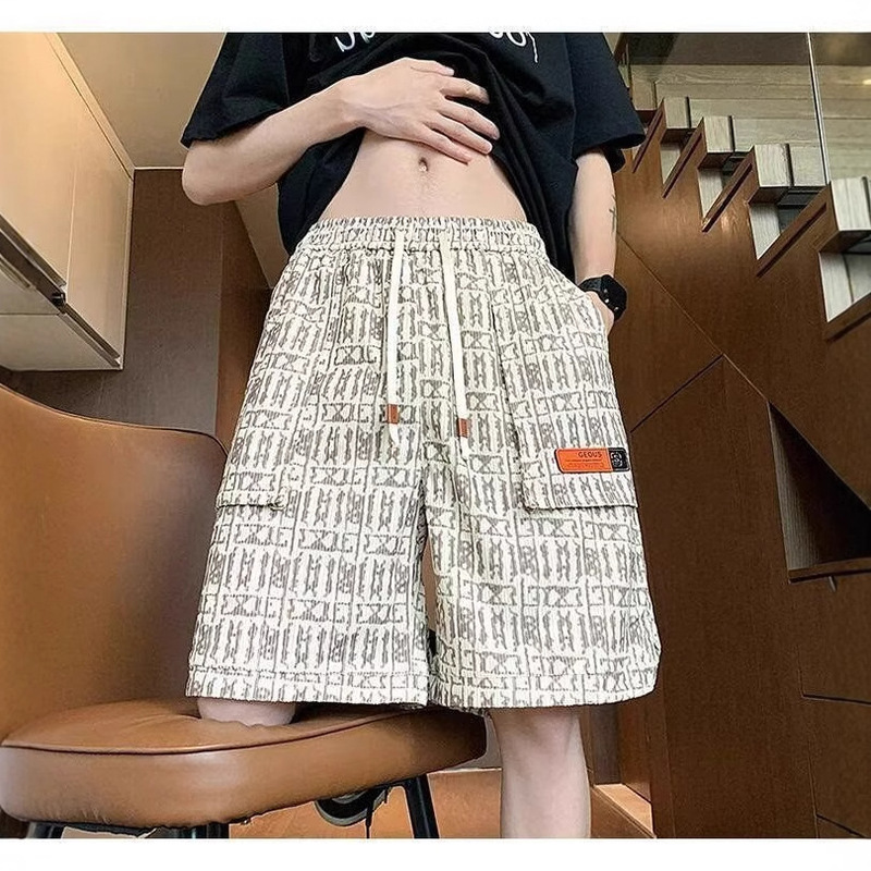 Waffle Thin Tie-Dye Shorts Men's Summer Trendy Loose Straight Casual Basketball Hong Kong Style Five-Point Sports Pants