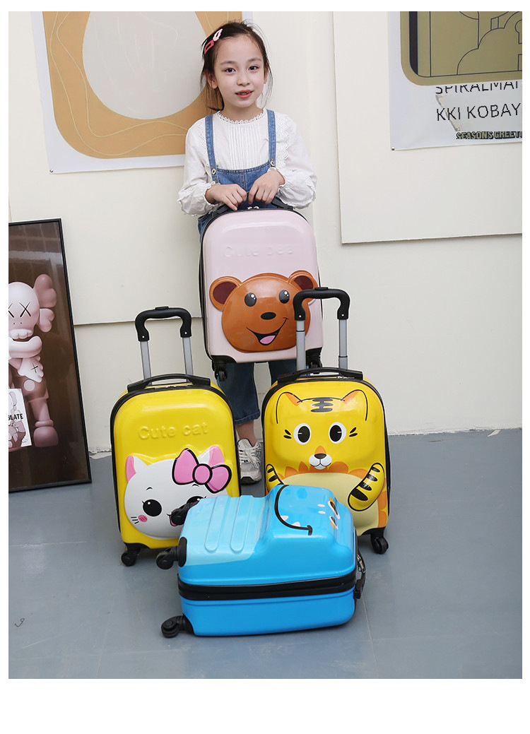 Cartoon children's luggage case 18 inch universal wheel suitcase cute animal 3D student luggage can be printed