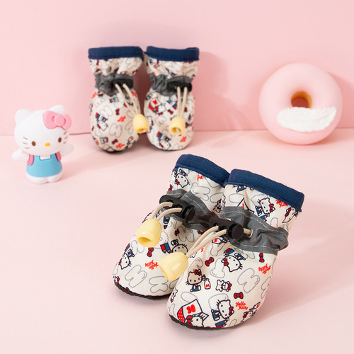 Dog Shoes Autumn Teddy Small Dog Pet Foot Covers Autumn and Winter Plus Velvet Indoor Cat All Seasons Soft Soled Shoes Dog Shoes