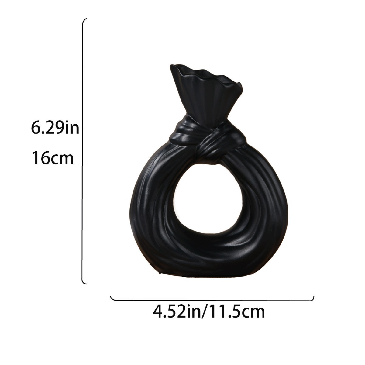Florero moderno y simple en forma de nudo en forma de círculo, jarrón decorativo de encimera de material de resina disponible en cuatro estaciones