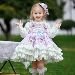 枝芽童裝2024春季新款女童洛麗塔Lolita蓬蓬裙兒童泡泡袖公主裙
