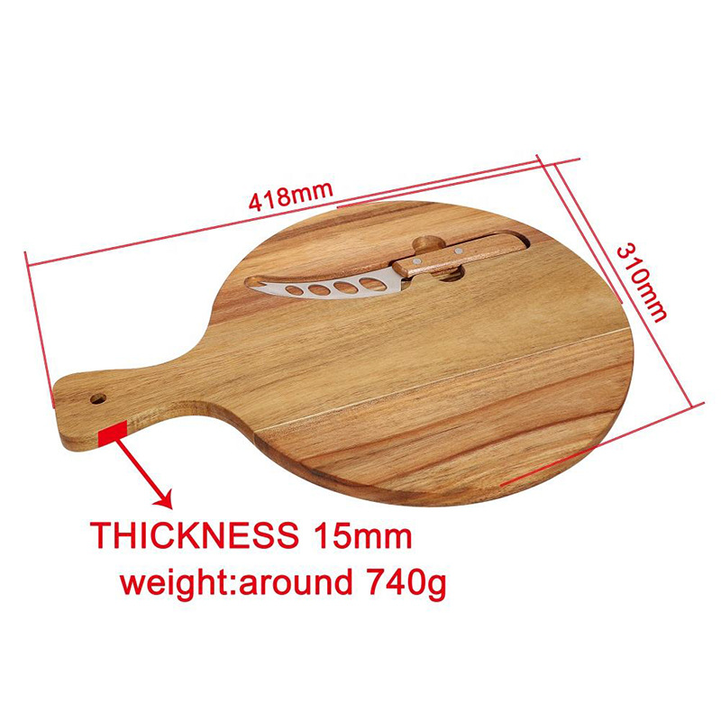 Junta de madera con mango Junta de pizza Junta de queso multifuncional Junta de queso Junta de carne Junta de servicio bandeja