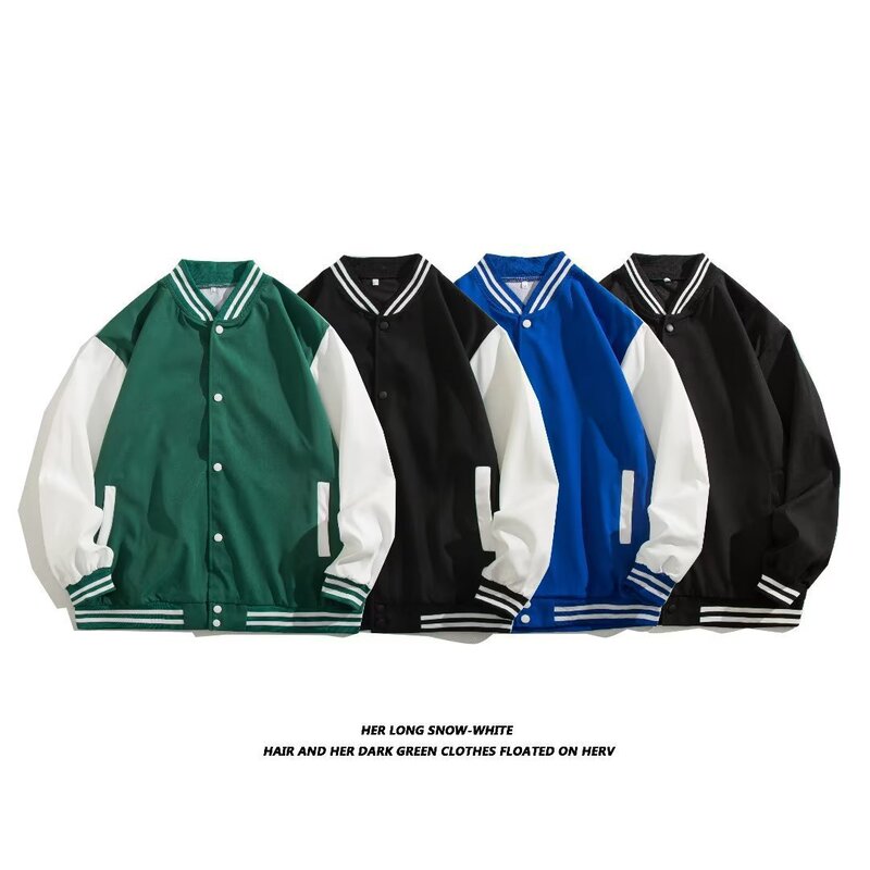Trendy Brand Patchwork Color-Blocking Baseball Jacket for Men and Women, Korean Style, Loose and Versatile Casual Sports Jacket