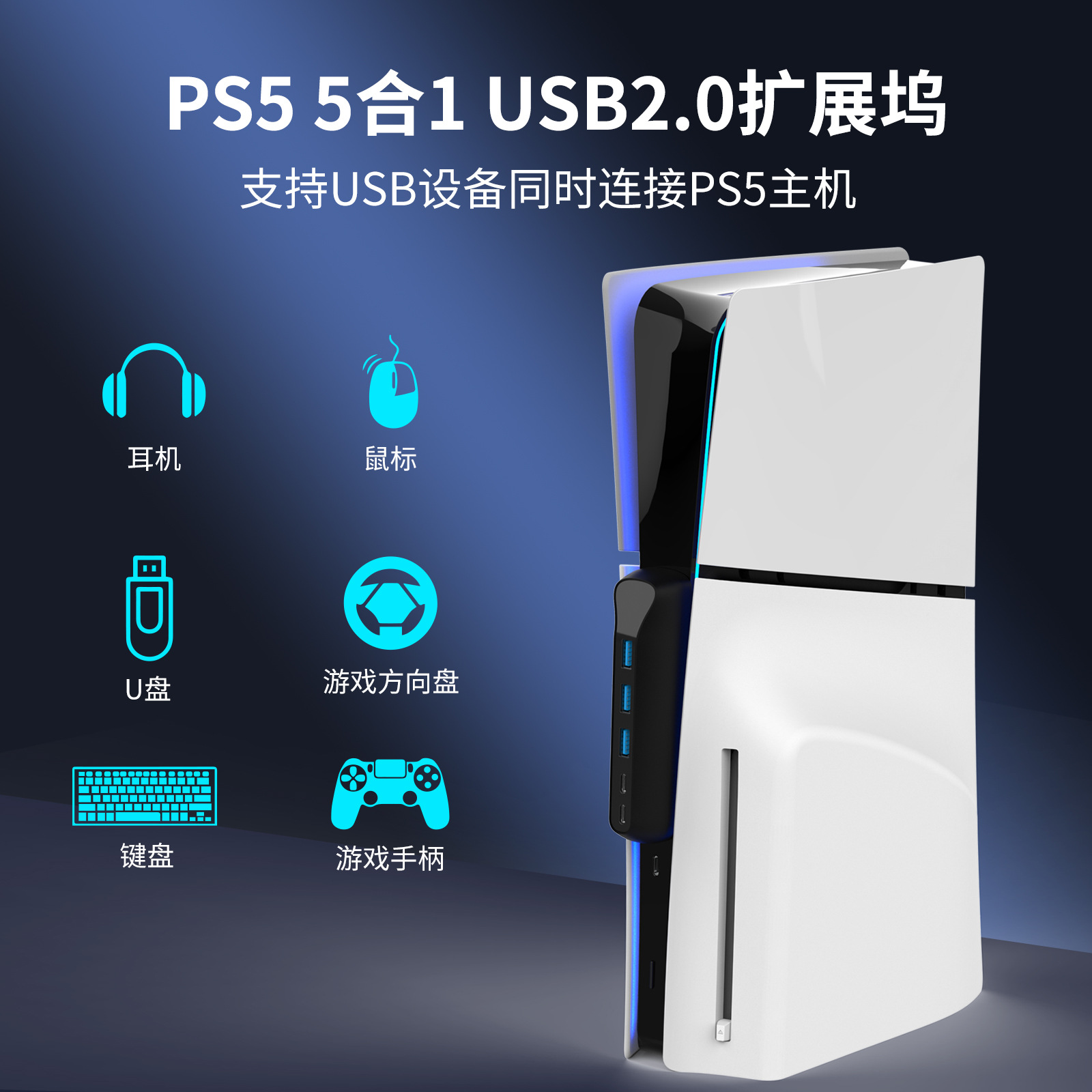 HONCAM PS5slimUSB2.0HUBٴ PS5slim51USBչ