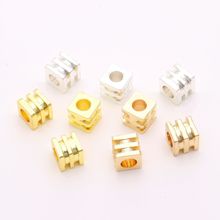 14K镀金保色三线方珠 diy手工饰品配件方形隔珠 手链项链散珠串