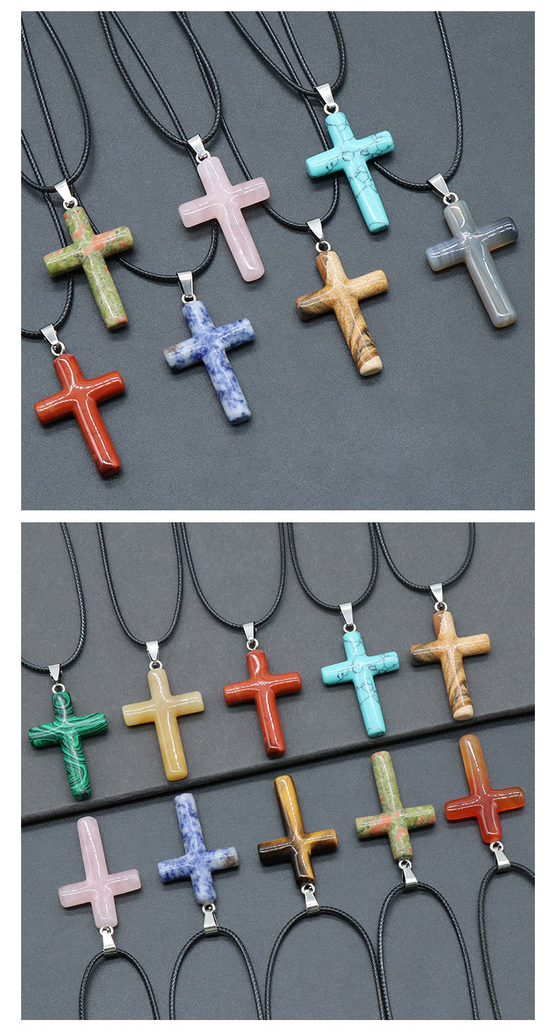 Fashion Cross natural stone Polishing Jewelry Accessories 1 Piece