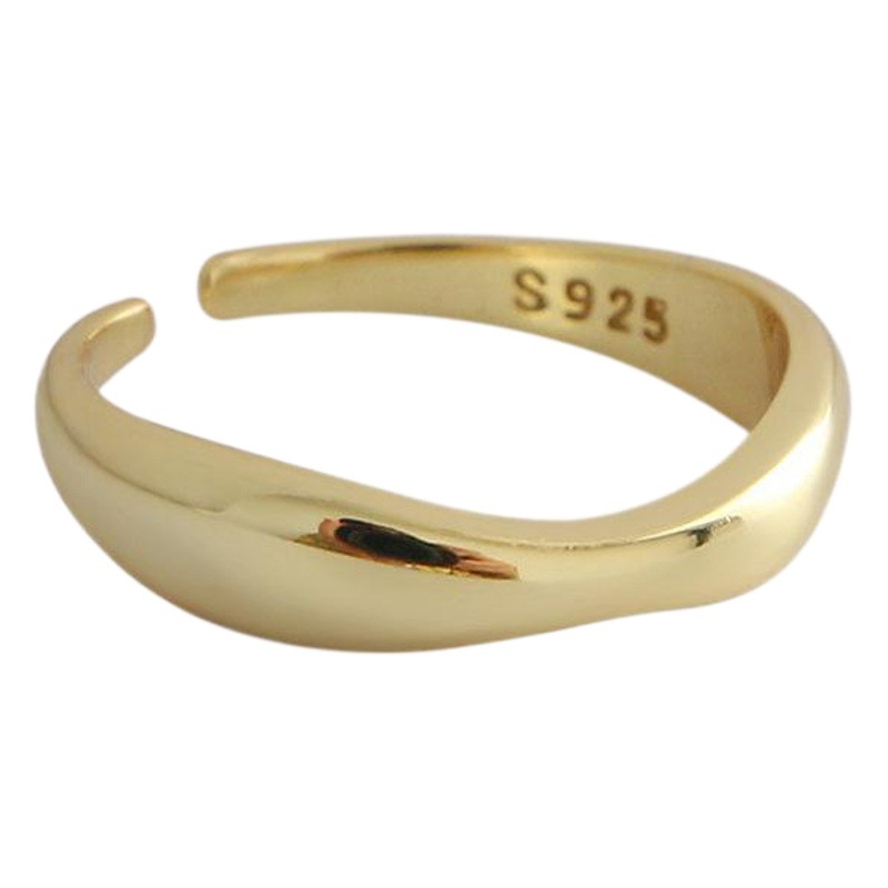 925 sterling silver ring women's opening adjustable ins trendy wave curve personalized fashion index finger ring