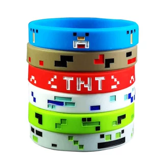 像素矿工大战主题手链手腕带我的世界游戏硅胶手环PixelMine批发