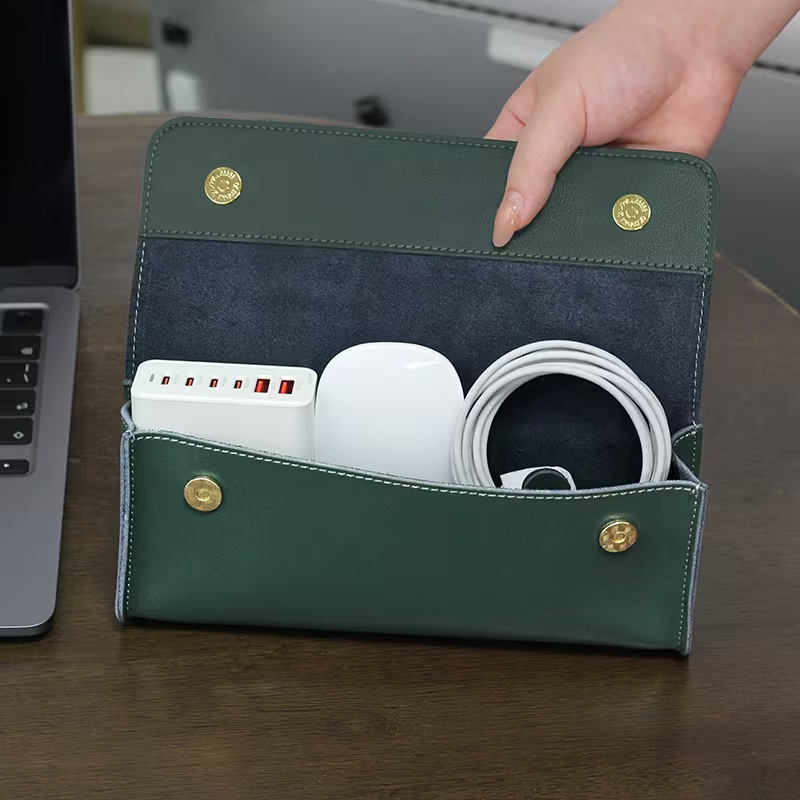 Casual Leather Power Bag Digital Cosmetics Bag Apple Notebook Power Cord Mouse Bag Accessories Organizer Bag Portable
